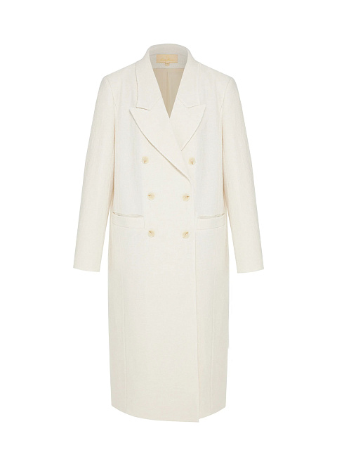 Milk-colored double-breasted coat with shaped lapels, 1
