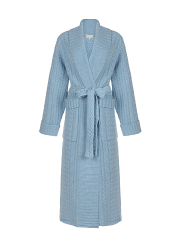 Light Blue Merino Wool & Cashmere Knitted Coat, 1