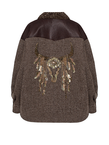 Brown Wool & Astrakhan Fur Jacket, 2