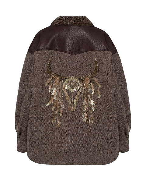 Brown Wool & Astrakhan Fur Jacket, 2