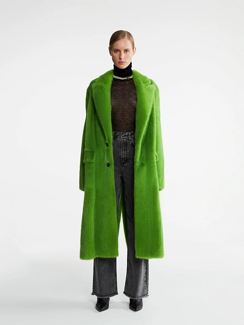 Bright Green Mink Fur Coat, 3