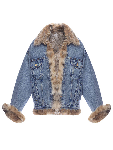 Blue Denim & Bobcat Fur Jacket, 1