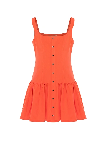 Coral viscose mini dress, 1