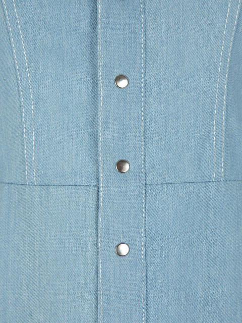 Blue Denim Shirt With Chiffon Sleeves, 3 Blue Denim Shirt With Chiffon Sleeves, 3