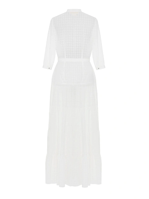 White maxi dress made of textured chiffon, 2