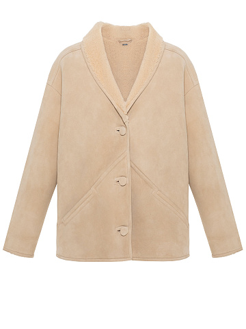Light Beige Shearling Coat, 1
