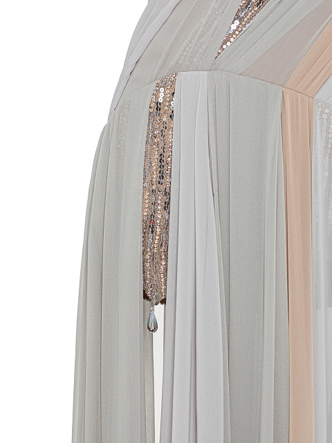 Grey Sequin Chiffon Maxi Dress, 4