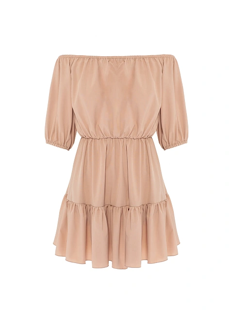 Powder pink off-the-shoulder mini dress, 1