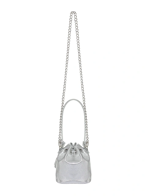 Silver Leather Pouch Bag, 4