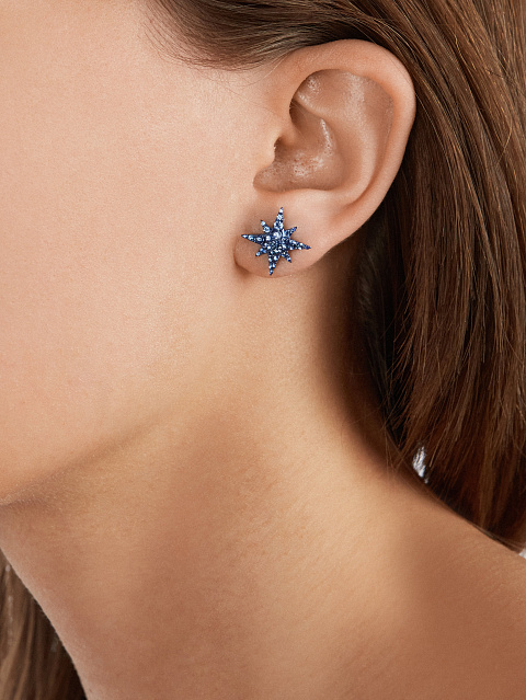 Black Gold, Sapphires & Pearl Mismatched Studs, 2