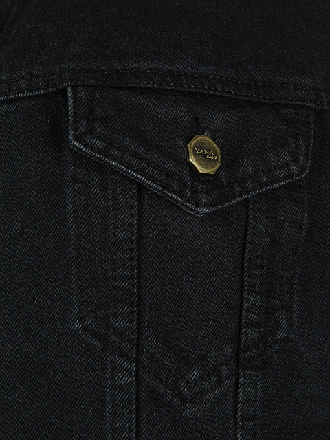 Black Cropped Distressed Denim Jacket, 4