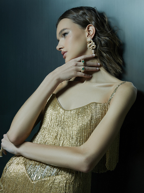 Golden Beaded Fringe Mini Dress, 4