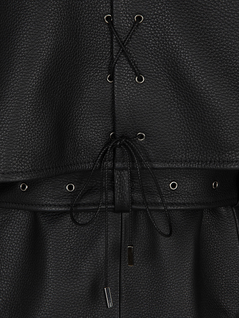 Black Leather Double-Breasted Coat, 5