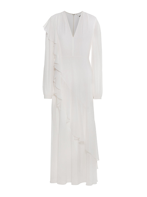 White Chiffon Midi Dress, 1