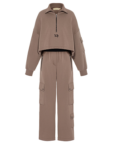 Brown Cargo Pants Jersey Suit, 1