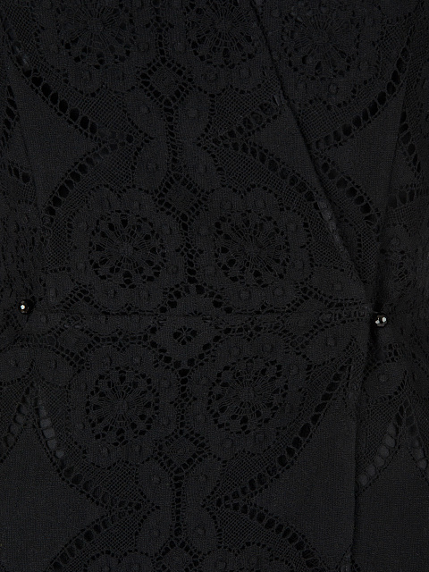 Black Lace Cotton Wrap Mini Dress, 4