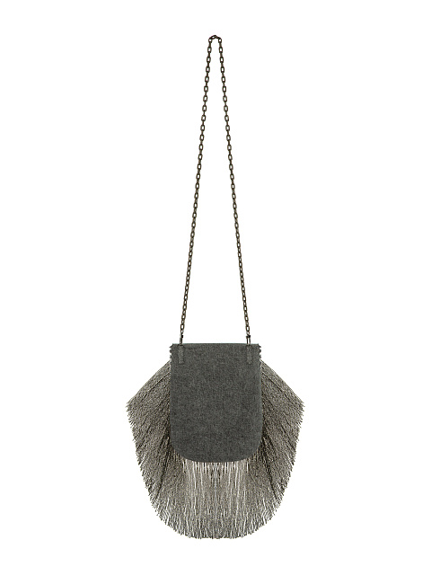 Grey Denim Crystal-Embellished Cross Bag, 2