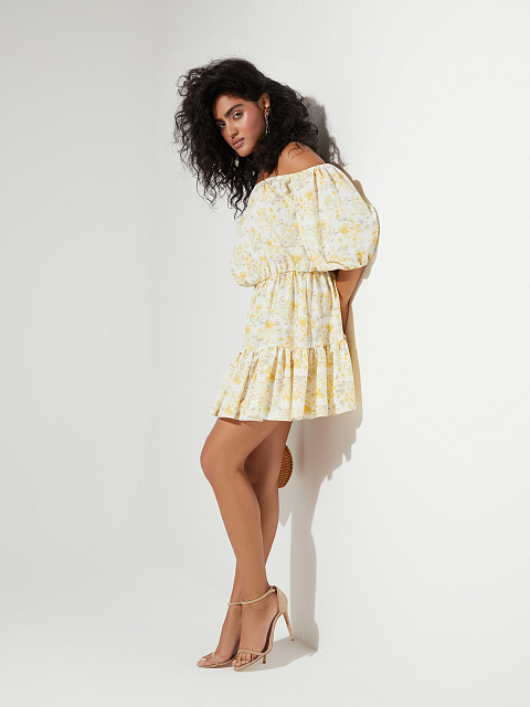 Mini dress with yellow floral print, 6