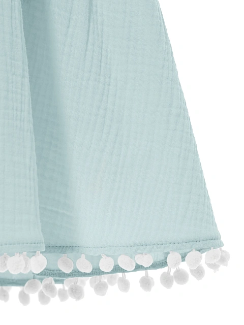 Light Blue Open Back Muslin Mini Dress, 3