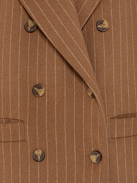 Brown Striped Double-breasted Coat, 4