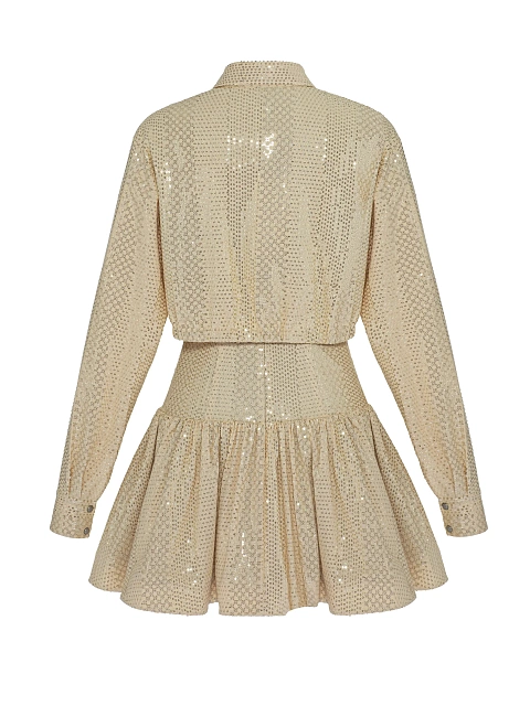Golden Sequin Shirt & Mini Dress Set, 3