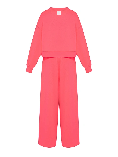 Hot Pink Jersey Wide Pants Tracksuit, 2