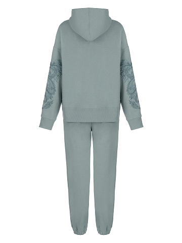 Grey & Blue Dragon Embroidered Jersey Suit, 2