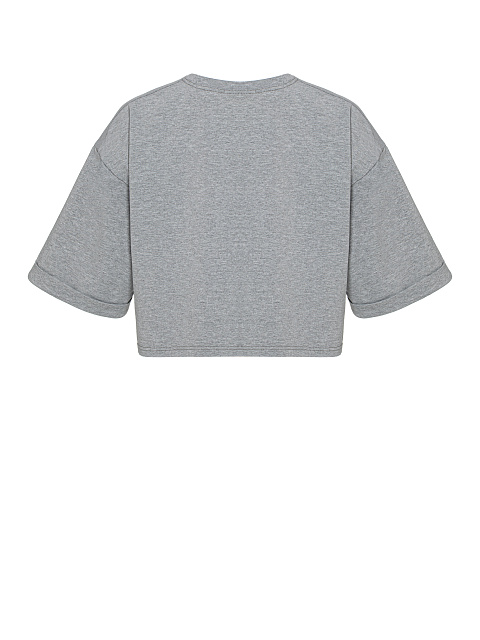 Gray cropped cotton T-shirt , 2
