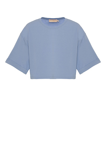 Blue Cotton Cropped T-shirt, 1
