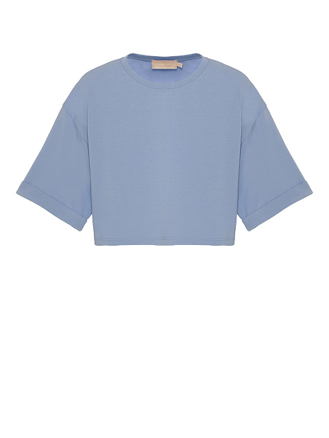 Blue Cotton Cropped T-shirt, 1
