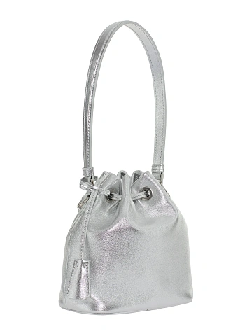 Silver Leather Pouch Bag, 2