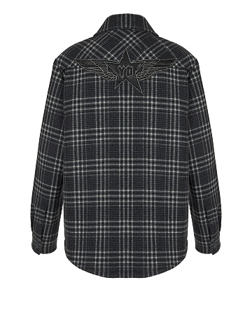 Black Checkered Wool & Beige Shearling Jacket, 2