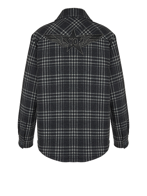 Black Checkered Wool & Beige Shearling Jacket, 2