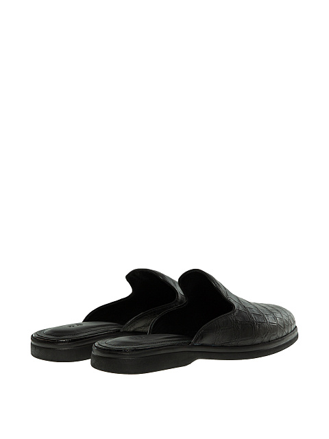 Men Black Crocodile Leather Mules, 3