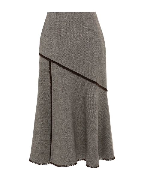 Brown Wool Vest & Midi Skirt Set, 3