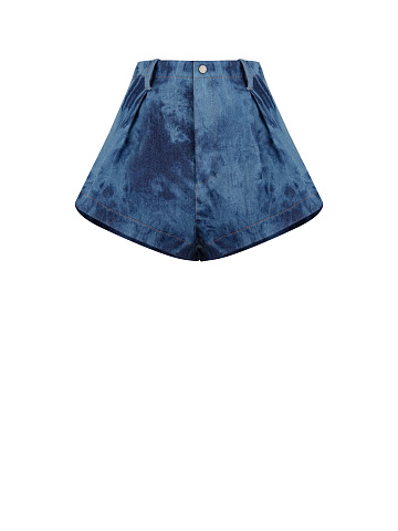 Blue Denim Tie-Dye Shorts, 1