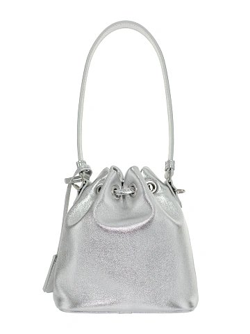 Silver Leather Pouch Bag, 1