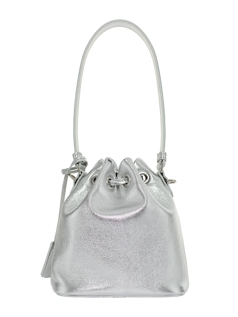 Silver Leather Pouch Bag, 1