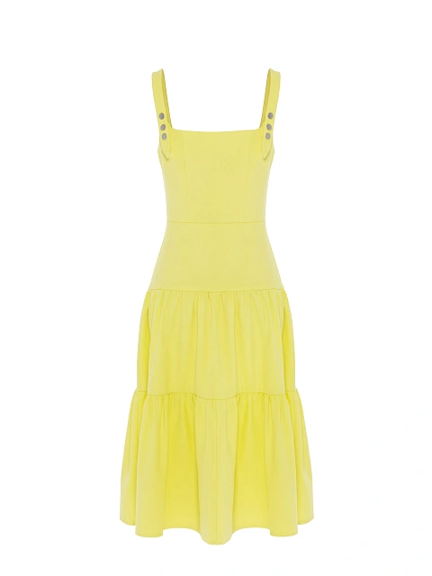 Yellow denim midi dress, 2