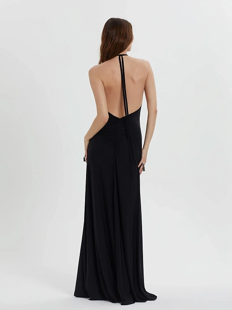 Black Open Back Maxi Dress, 7
