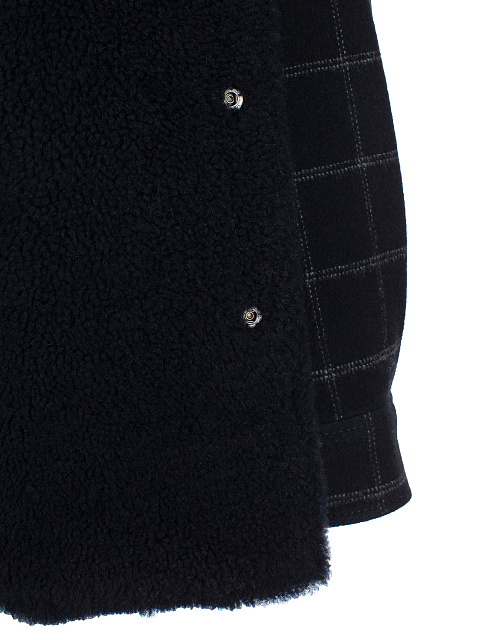 Black Checked Shearling Shirt, 5