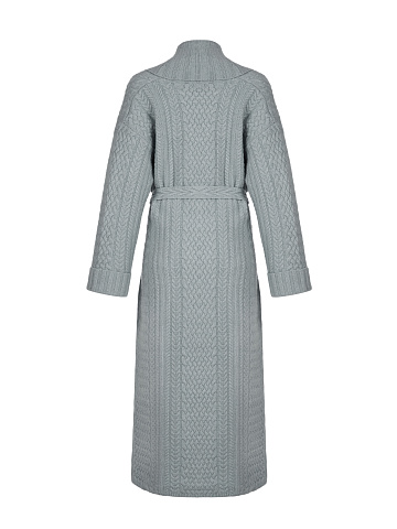 Grey Merino Wool & Cashmere Knitted Coat, 2