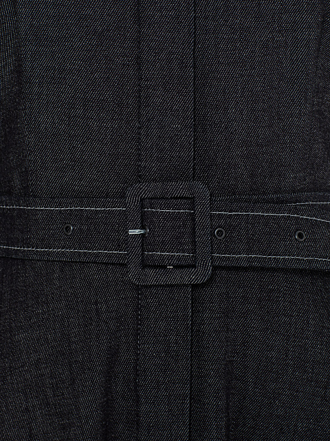 Black Denim Shirt Dress with Fur Cuffs, 3