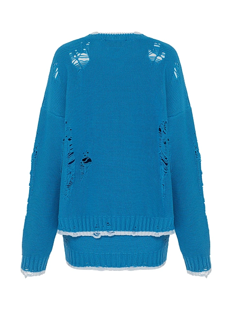 Bright Blue Jersey Sweater & Mini Skirt Set, 2