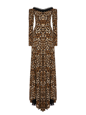 Leopard Lace Trim Maxi Dress, 2