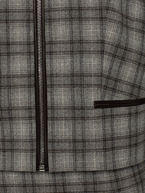 Grey Check Wool Midi Skirt Set, 6