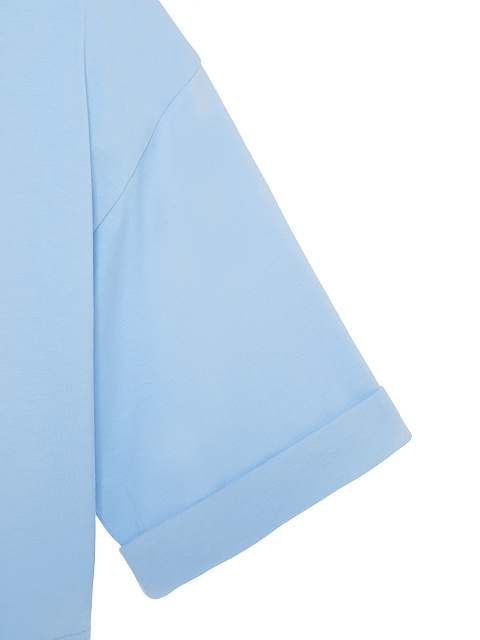 Light Blue Cotton Cropped T-shirt, 3