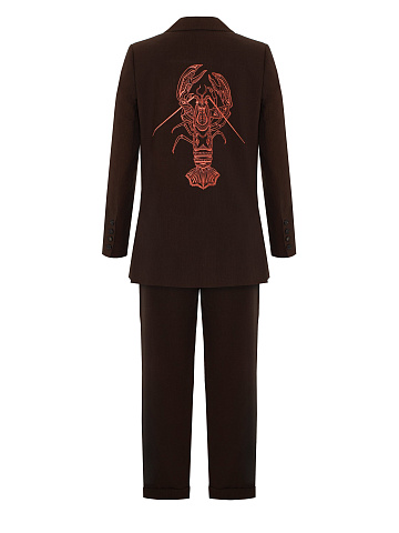 Brown cotton suit with embroidery on the back, 2