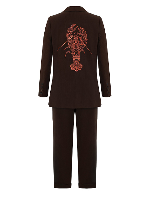 Brown cotton suit with embroidery on the back, 2