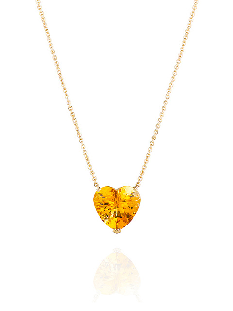 Yellow Gold & Heart-cut Citrine Necklace, 1